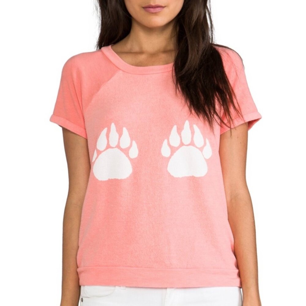 Wildfox Paws Camden Top Size Medium  70's Lipstick Short Sleeve Coral Sz M
